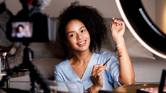 woman creating a video